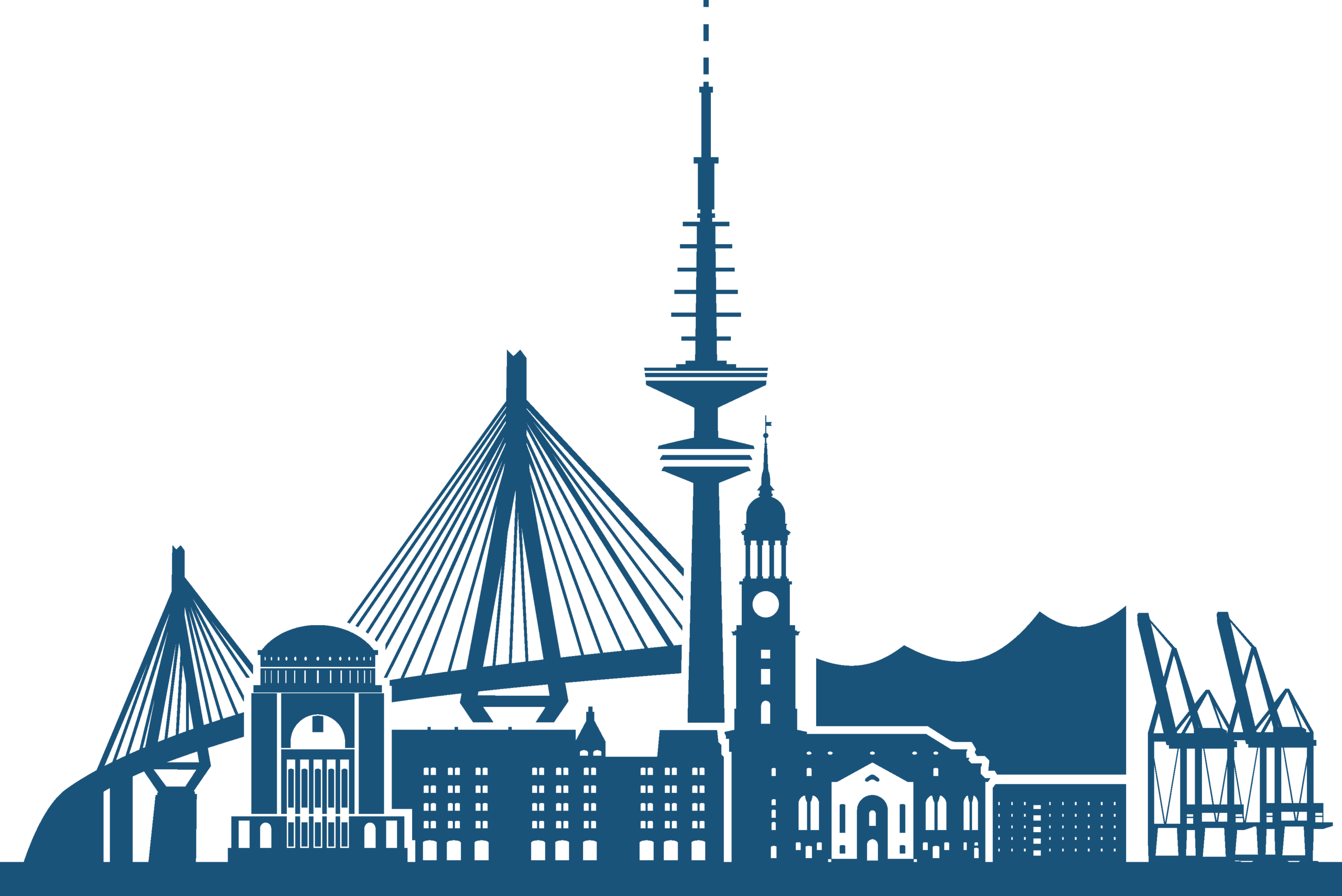 drawing of famous hamburg city building and places