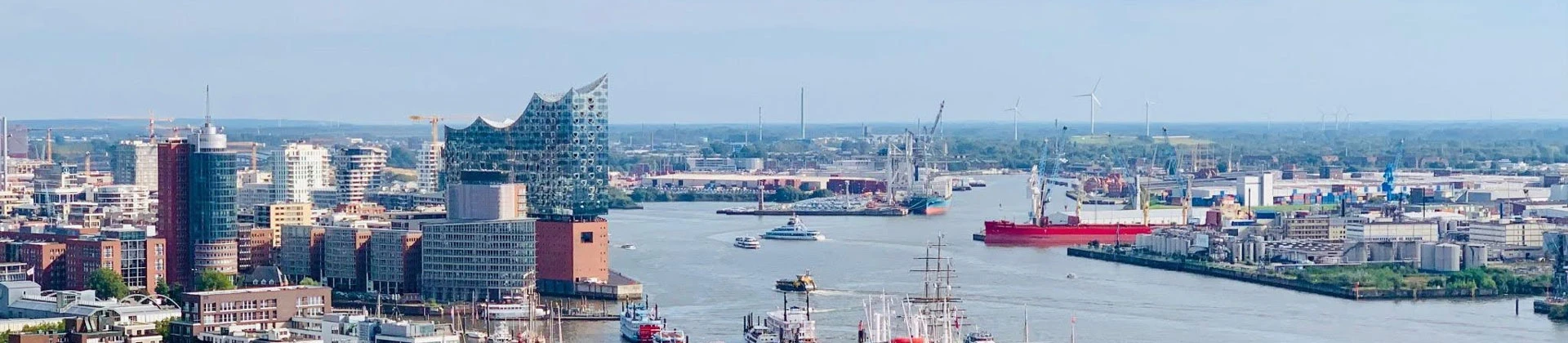 Hamburg city skyline view on the harbour city and other buildings